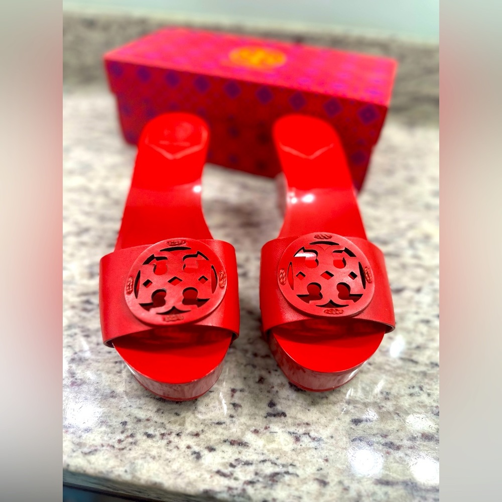 Tory Burch - Miller Platform Slides, Red Size 8